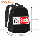 Funny You Suck YouTube Parody Backpack Large Capacity Schoolbag