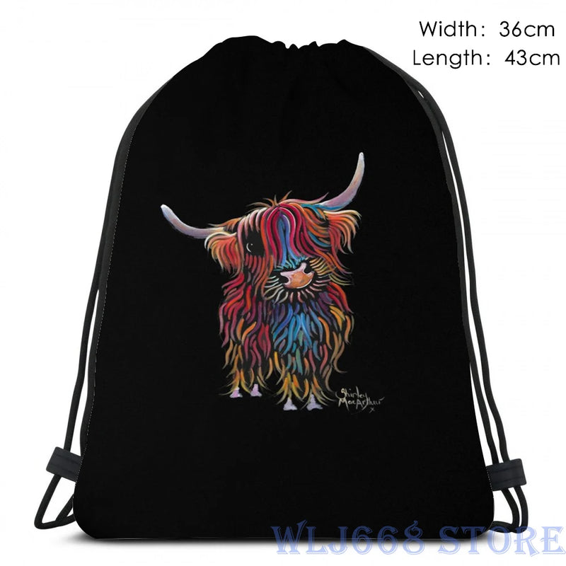 Funny Scottish Cow Shoulder Bag by Shirley MacArthur - Single Backpack