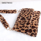 Leopard Print Fur Bag Large Capacity Crossbody Shoulder Bag