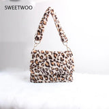 Leopard Print Fur Bag Large Capacity Crossbody Shoulder Bag