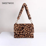 Leopard Print Fur Bag Large Capacity Crossbody Shoulder Bag