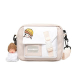 Fur Ball Pendant Canvas Shoulder Bag for Women -40