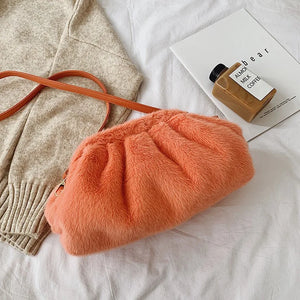 Fur Clutch Envelope Bag Women Handbags Rounded Purses Plush Clutches