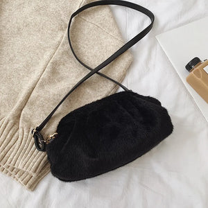 Fur Clutch Envelope Bag Women Handbags Rounded Purses Plush Clutches