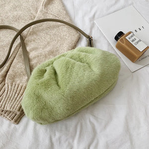 Fur Clutch Bag Envelope Shape Purses Plush Handbags