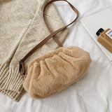 Fur Clutch Bag Envelope Shape Purses Plush Handbags