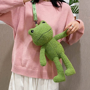 Cute Frog Plush Doll Shoulder Bag for Girls