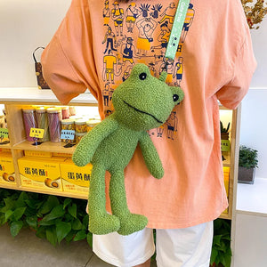Funny Cartoon Frog Plush Doll Messenger Bag for Women