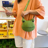 Funny Cartoon Frog Plush Doll Messenger Bag for Women