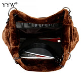 Large Capacity Faux Fur Shoulder Purse Winter Shoulder Bags For Women