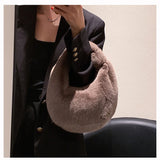 Women's Small Half Moon Bag Warm Plush Winter Bags For Women