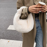 Women's Small Half Moon Bag Warm Plush Winter Bags For Women