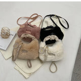 Plush Crossbody Bag Fur Handle Clutch Hobo Shoulder