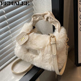 Plush Crossbody Bag Fur Handle Clutch Hobo Shoulder