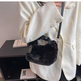Plush Crossbody Bag Fur Handle Clutch Hobo Shoulder