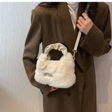 Plush Crossbody Bag Fur Handle Clutch Hobo Shoulder
