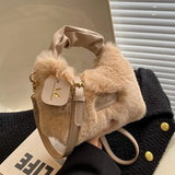 Plush Crossbody Bag Fur Handle Clutch Hobo Shoulder