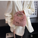 Plush Crossbody Bag Fur Handle Clutch Hobo Shoulder