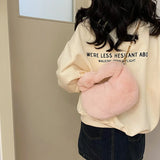 Furry Faux Fur Bow Handle Hobos Clutch Bags