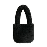 Faux Fur Small Bucket Handle Clutch Bag Lambswool Purses