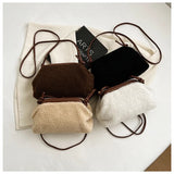 Furry Lambswool Shoulder Hobos Handbags Winter Handle Clutch Purses
