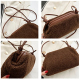 Furry Lambswool Shoulder Hobos Handbags Winter Handle Clutch Purses