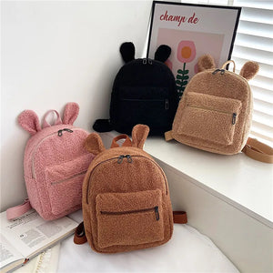 Cute Bunny Plush Backpack for Kids with Zipper and Ears