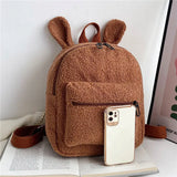 Cute Bunny Plush Backpack for Kids with Zipper and Ears