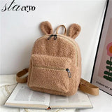 Fuzzy Rabbit Backpack Fluffy Plush Bunny Ears School Bag