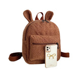 Cute Bunny Ears Fuzzy Rabbit Backpack Plush School Bag for Girls