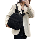 Fuzzy Rabbit Backpack Plush School Bag with Bunny Ears Zipper