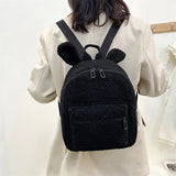 Fuzzy Rabbit Backpack Fluffy Plush School Bag with Bunny Ears Zipper