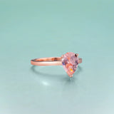 Natural Morganite Water Drop Ring 925 Sterling Silver Anniversary Gift