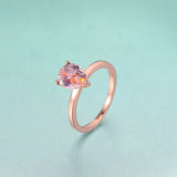 Natural Morganite Water Drop Ring 925 Sterling Silver Anniversary Gift