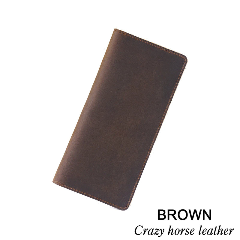 Vintage Leather Bifold Men Wallet Long Purse