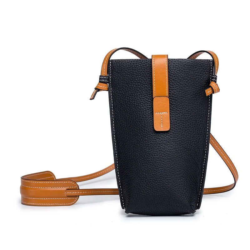 Leather Mini Women's Retro Phone Bag Pouches Vertical Crossbody