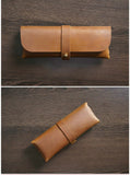 Leather Pencil Case Large Capacity Cowhide Glasses Bag