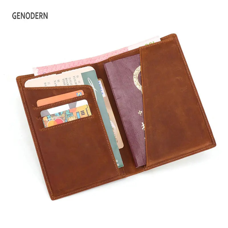 Vintage Cow Leather Passport Cover for Men
