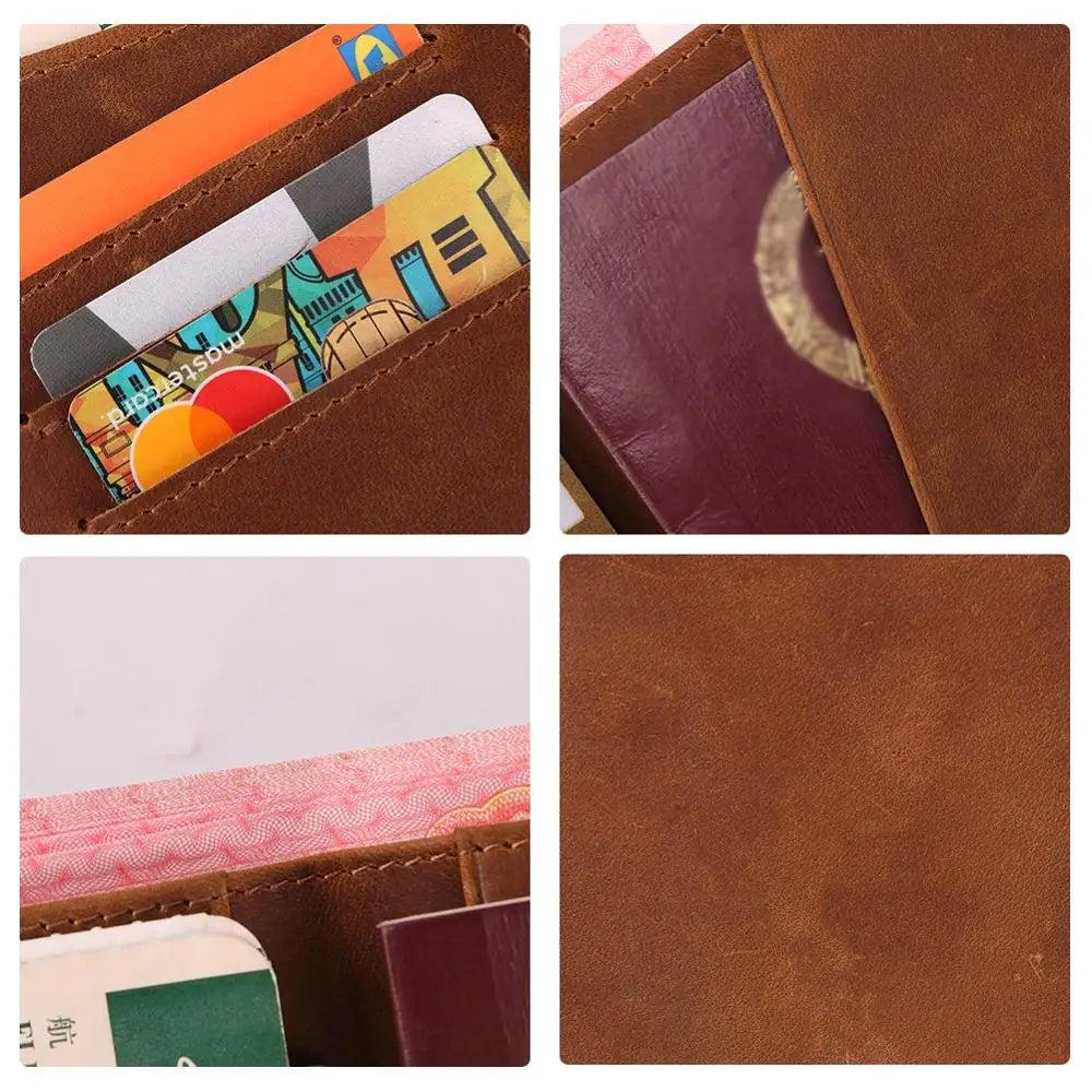 Vintage Cow Leather Passport Cover for Men