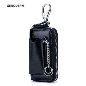 Men's Leather Key Holder Zipper Car Remote Control Package