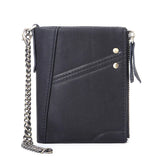 Double Zipper Men Wallet RFID Short Hasp with Chain