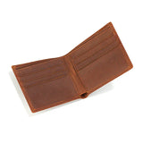 Crazy Horse Leather Men Short Wallet Bifold Horizontal Male Purse