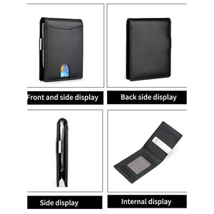 RFID Blocking Leather Money Clip Slim Wallet for Men
