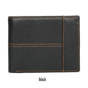 Cow Leather Men's Wallet Short Style Brown