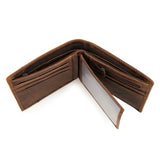 Cow Leather Men's Wallet Short Style Brown