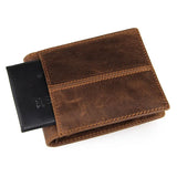 Cow Leather Men's Wallet Short Style Brown