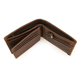 Cow Leather Men's Wallet Short Style Brown