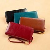 RFID Blocking Women's Wallet Long Zipper Lady Purse Leather Clutch
