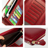 RFID Blocking Women's Wallet Long Zipper Lady Purse Leather Clutch