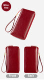 RFID Blocking Women's Wallet Long Zipper Lady Purse Leather Clutch